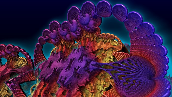 Abstract fractal art with purple and orange colors