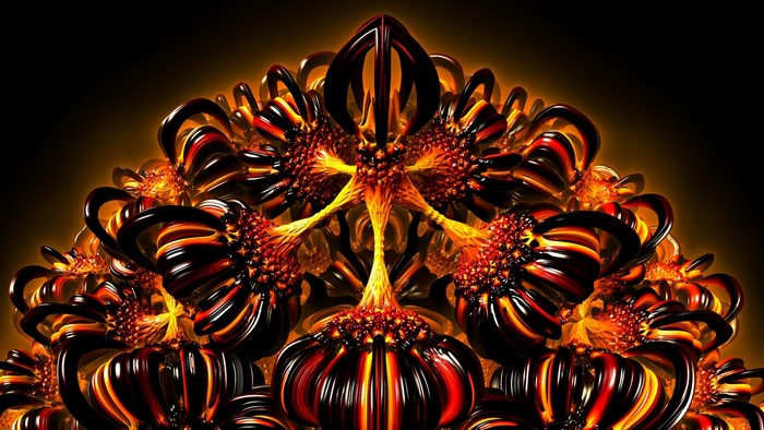 Abstract fractal art with orange and black colors