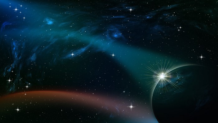 Space Nebula with Planet and Stars