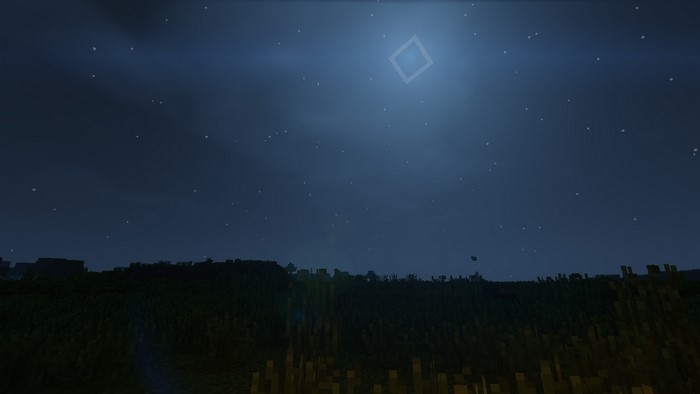 Minecraft night sky with stars and moon