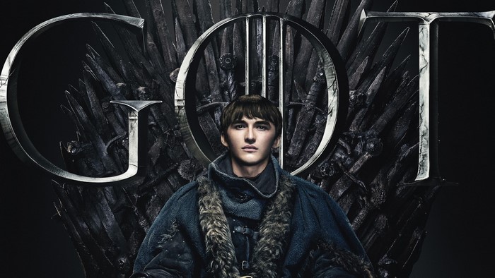 Bran Stark from Game of Thrones on the Iron Throne
