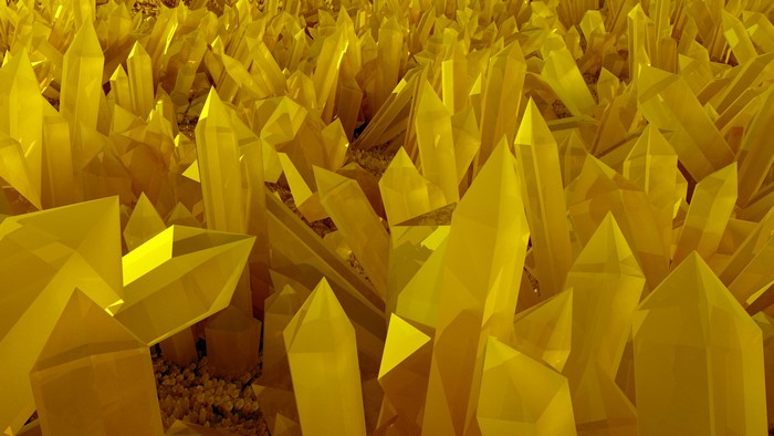 4K 3D graphics of yellow crystals