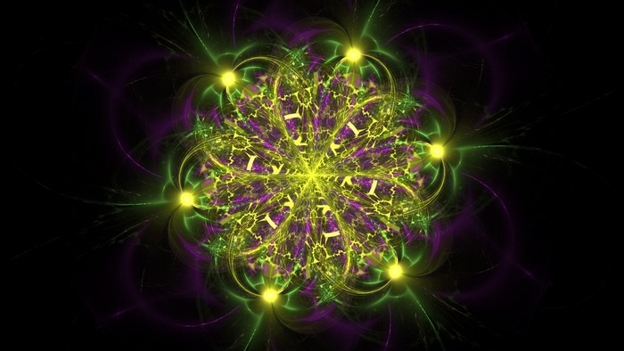 Abstract fractal flower with yellow and purple colors