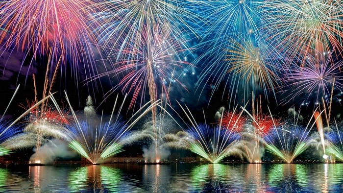 Fireworks Display Over Water