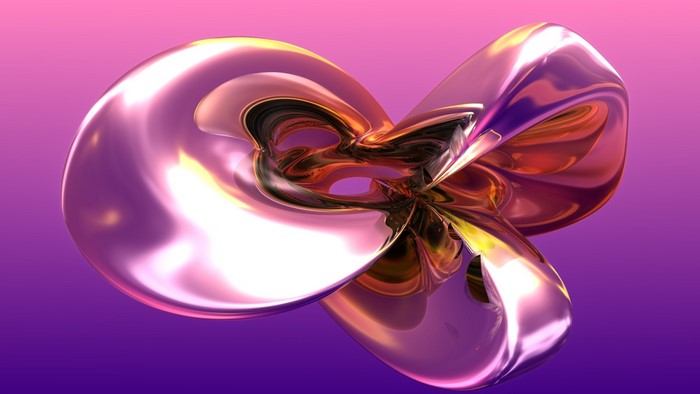 3D abstract metallic sculpture on gradient background
