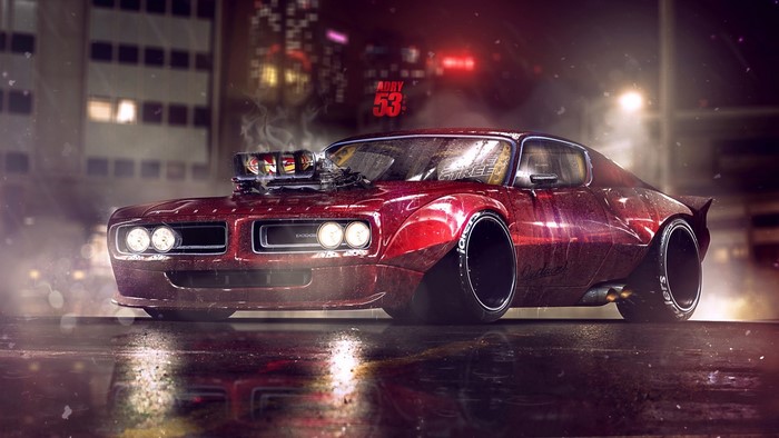 Red Dodge Charger with Supercharger