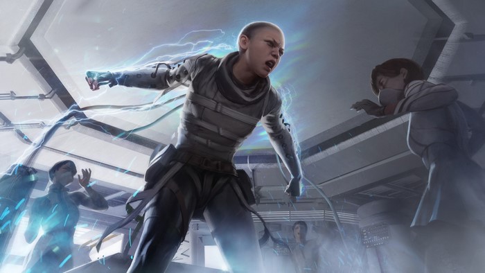 Wattson from Apex Legends in a lab