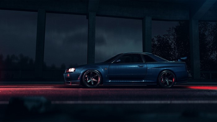 Blue Nissan Skyline GT-R R34 from NFS