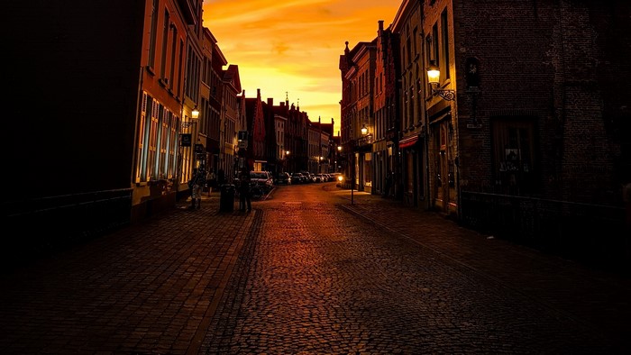 Street at sunset