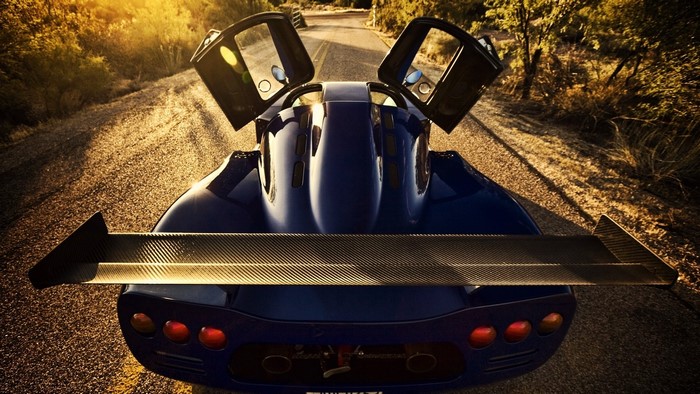 Blue Super Car with Doors Open