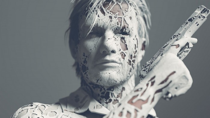 The Evil Within 2 character with white cracked texture
