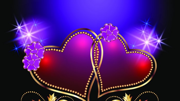 4K Hearts with Flowers and Stars