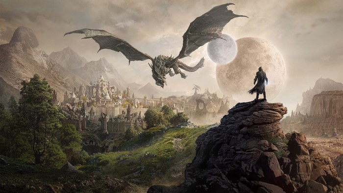 Dragon and Mage in Elsweyr from The Elder Scrolls Online