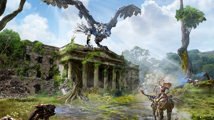Aloy riding a mount in Horizon Zero Dawn