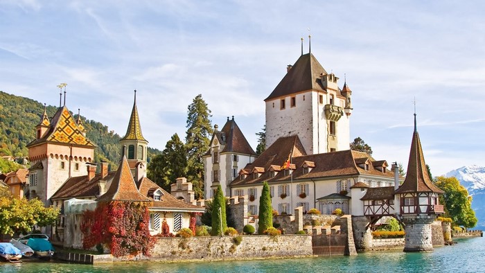 Oberhofen Castle on Lake Thun, Switzerland