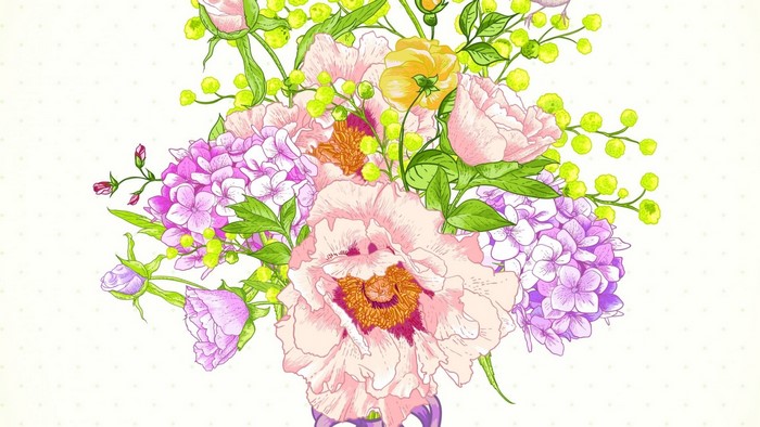 Floral bouquet with roses and hydrangeas