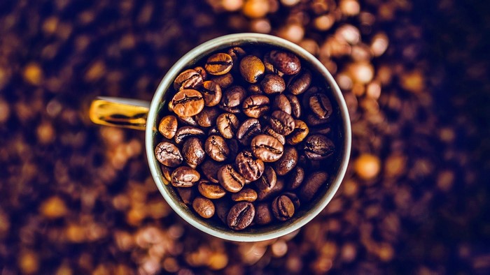 Cup of coffee beans