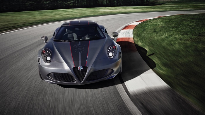 Alfa Romeo 4C Competizione on a race track