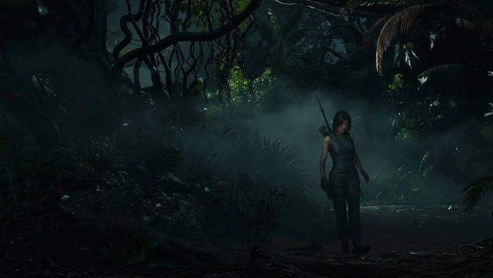 Lara Croft from Shadow of the Tomb Raider in a jungle