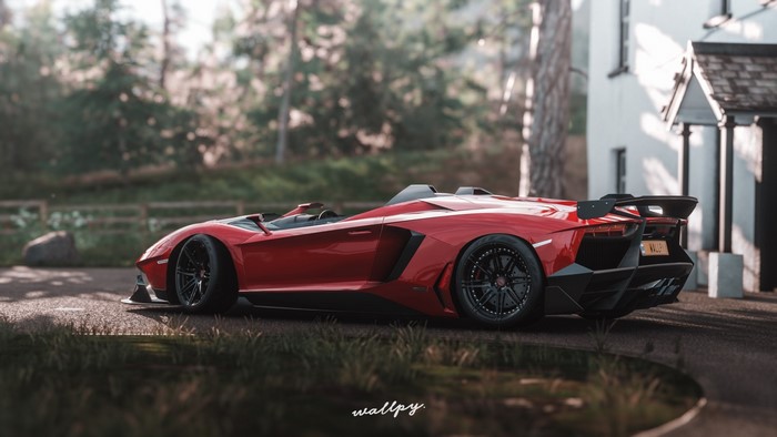 Red Lamborghini Aventador Roadster in Forza Horizon 4