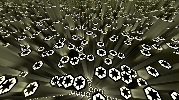3D abstract hexagonal pillars with star patterns