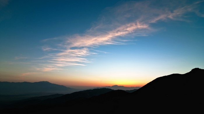 Sunset over mountains in California