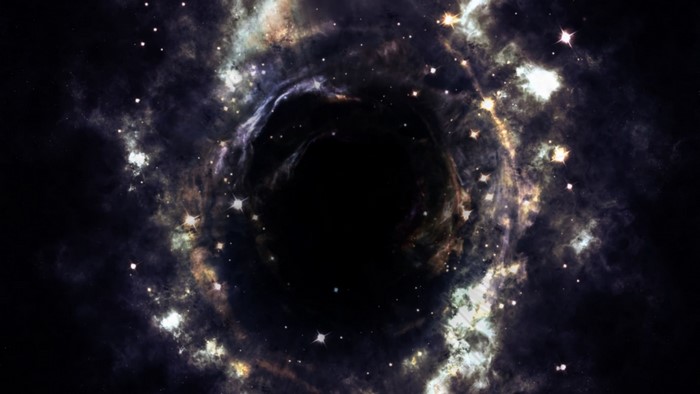 Black Hole with Stars and Nebula