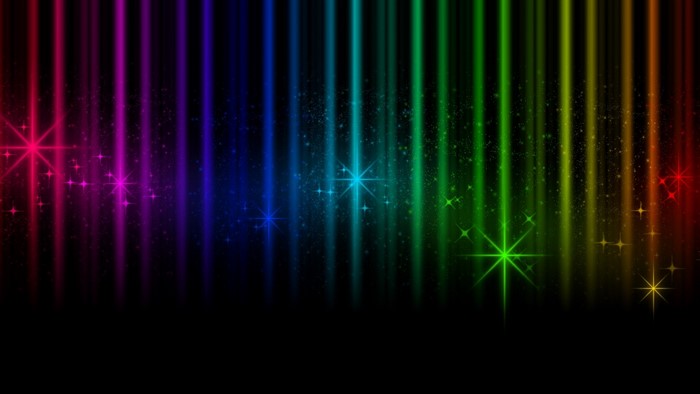 Rainbow light streaks with sparkles