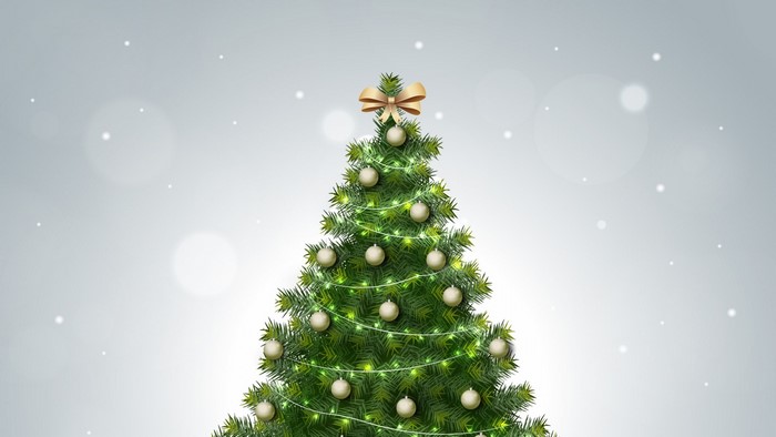 Christmas Tree with Ornaments and Lights