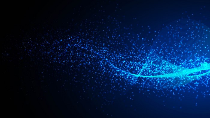 Abstract blue particles and light trails