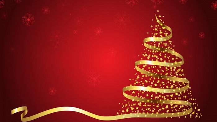 4K New Year Christmas Tree with Ribbon and Snowflakes