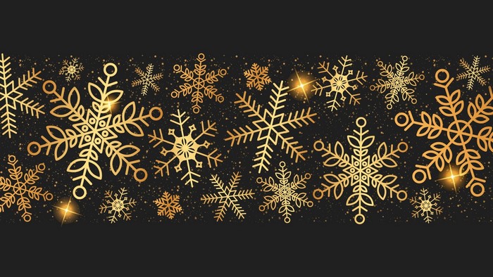 Golden snowflakes on a dark background