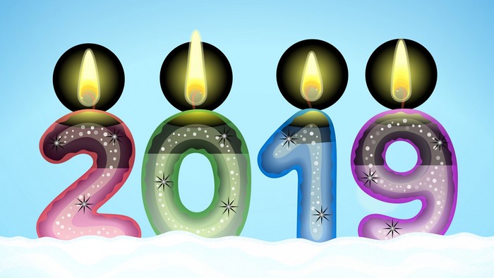 4K New Year 2019 candles
