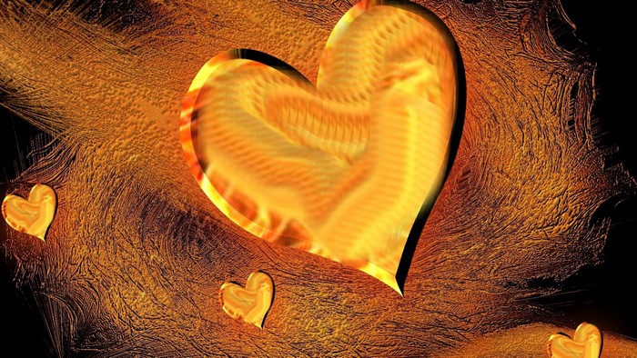 Golden Hearts on Textured Background