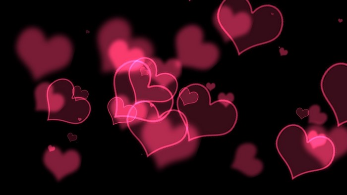 Pink Hearts on Black Background