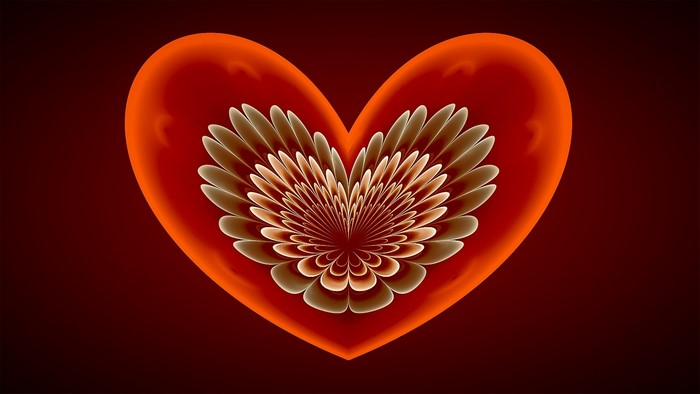 Abstract fractal heart with flower