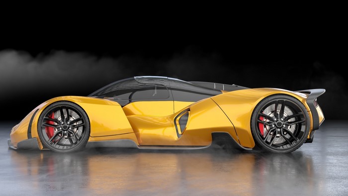 Yellow futuristic sports car with black accents