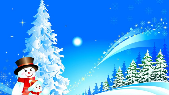 4K Winter Scene with Snowmen and Christmas Trees