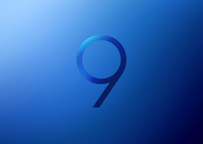 Samsung Galaxy S9 logo on blue gradient background