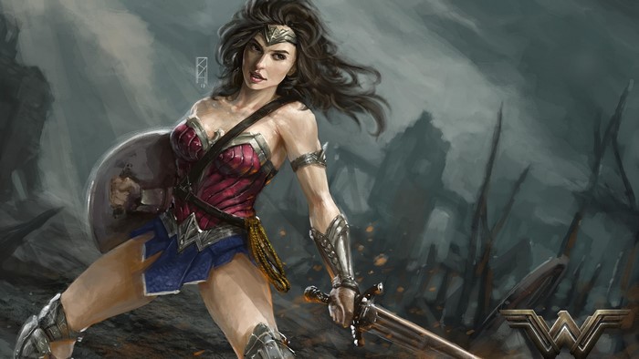 Wonder Woman in a battle scene