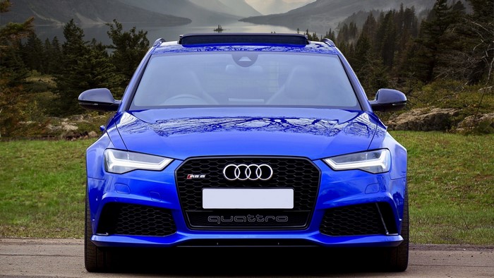 Blue Audi RS6 Avant parked outdoors