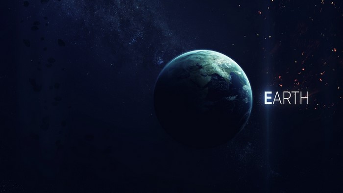 Earth in Space with Stars and Debris