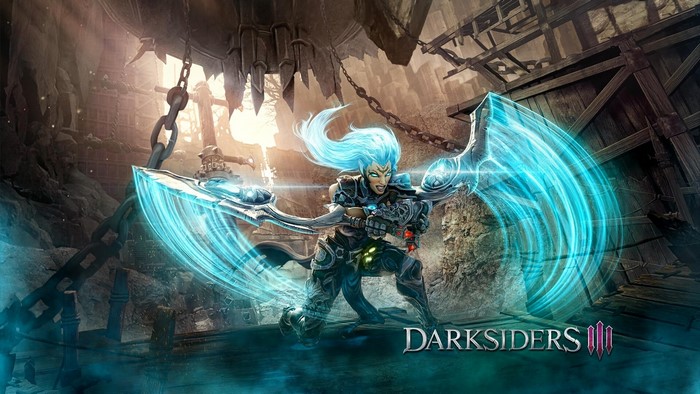 Fury from Darksiders 3 with glowing weapons