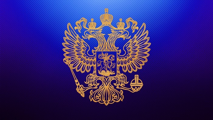 Coat of Arms of Russia on a blue background
