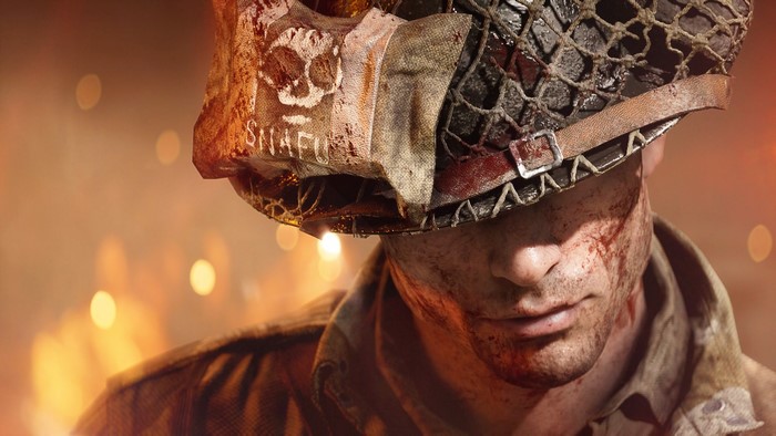Soldier with helmet in Battlefield V