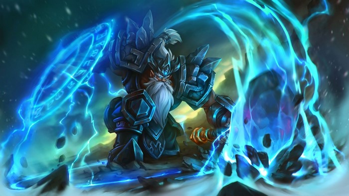 Dwarf warrior with blue energy shield in Pagan Online