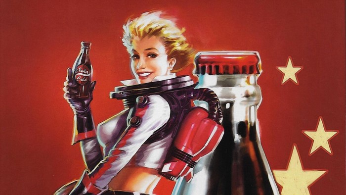 Woman holding Nuka Cola bottle from Fallout