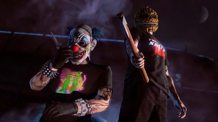 Two figures in masks with weapons in GTA Online