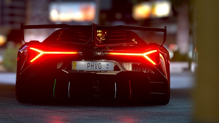 Lamborghini Veneno rear view with license plate PHVG