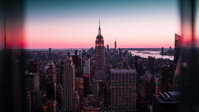 Empire State Building at sunset, New York City